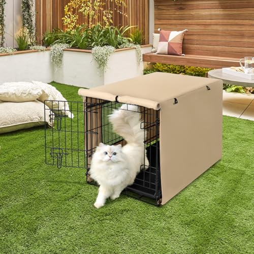 Housse de cage pour chien 91cm Seiyierr en polyester marron clair - 7