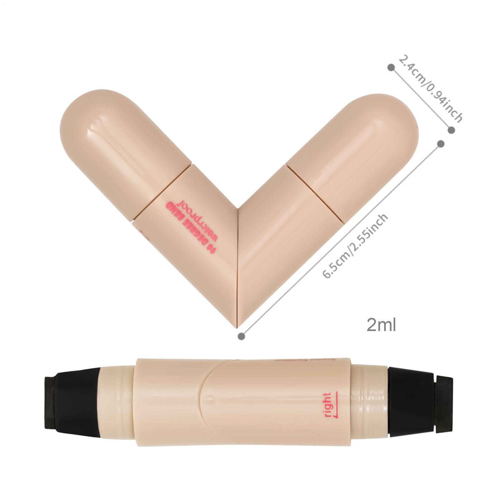 Stempel do makijażu eyeliner, 2 ml, dwustronny, wodoodporny, do makijażu, narzędzie do makijażu, do podróży, na zewnątrz, podróży służbowej, domu, szkoły