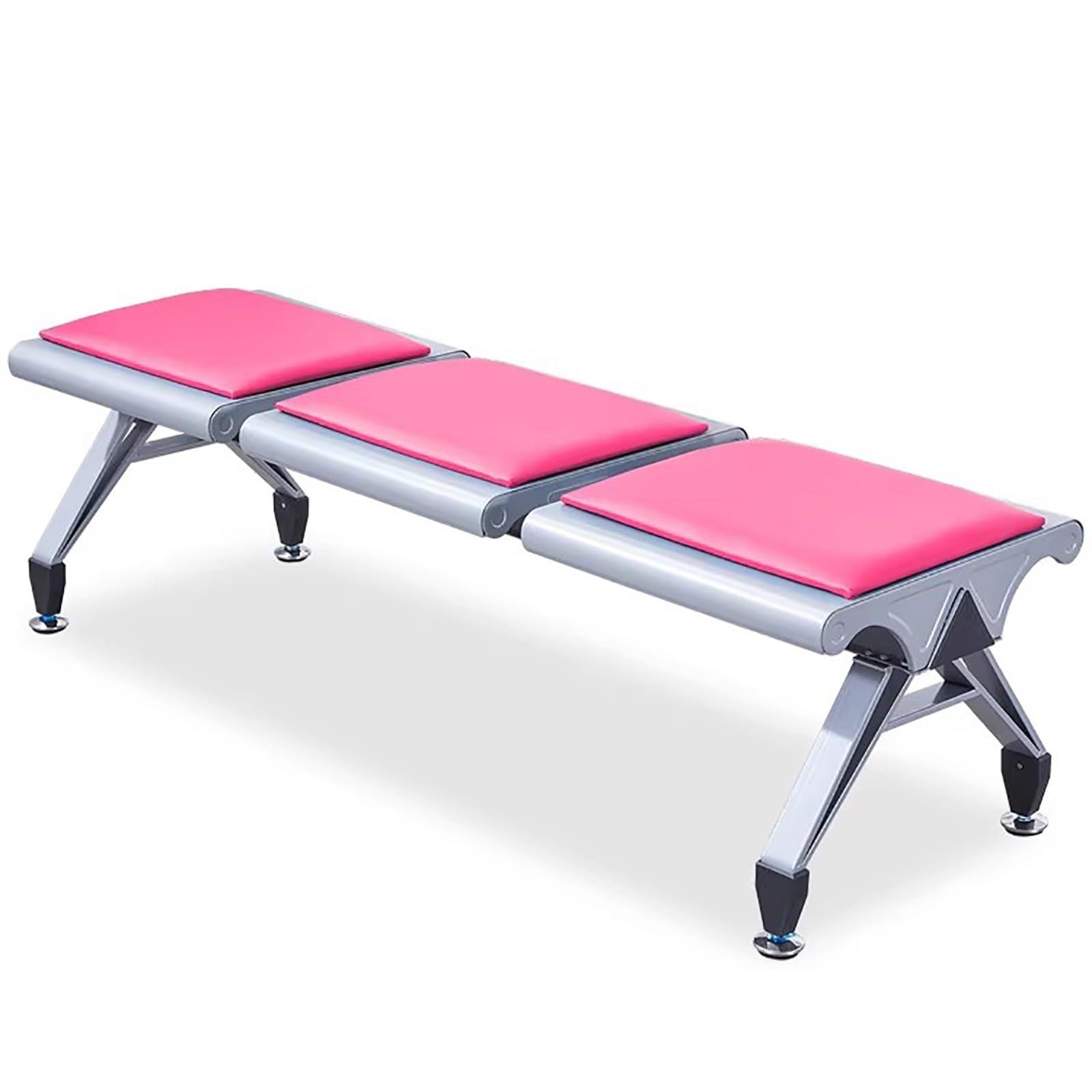 3-Sitzer Wartezimmerbank, Metall Flughafen Empfangsstuhl, Kaltgewalzter Stahlrahmen, Weich Gepolsterte Sitzbank für Krankenhaus, Bank, Büro, Salon, Klinik, Lobby(Pink)