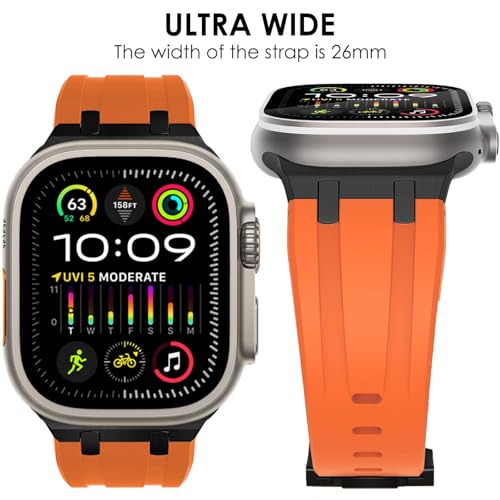 Image of WINGLE AP Luxury Bands for Apple Watch Band Ultra 3 /2 /1 Band Ultra 49mm Series 11 10 46mm 45mm 44mm 42mm SE 3 /2 /1 Series 9 8 7 6 5 4 3 2 1 Men Women, Silicone Rubber Metal Adapter Sport iWatch Bands
