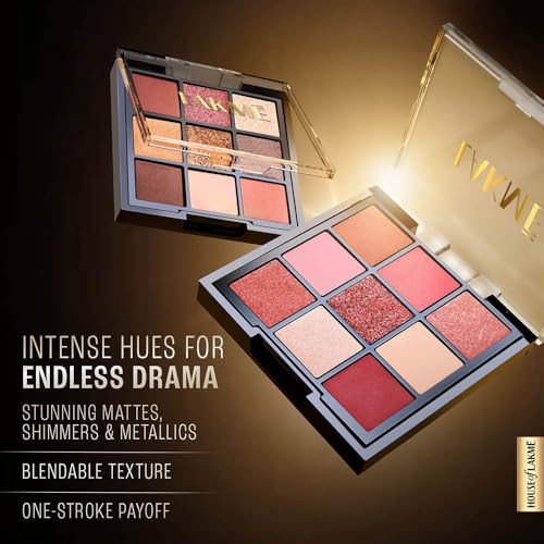 Image of LAKME 9 in 1 Eyeshadow Palette, Blush Bloom, 11.7g, for Glamorous Eye Makeup, with One-Stroke Payoff & Blendable Formula, Matte Shimmer Metallic Shades, for Women (Pack of 3)