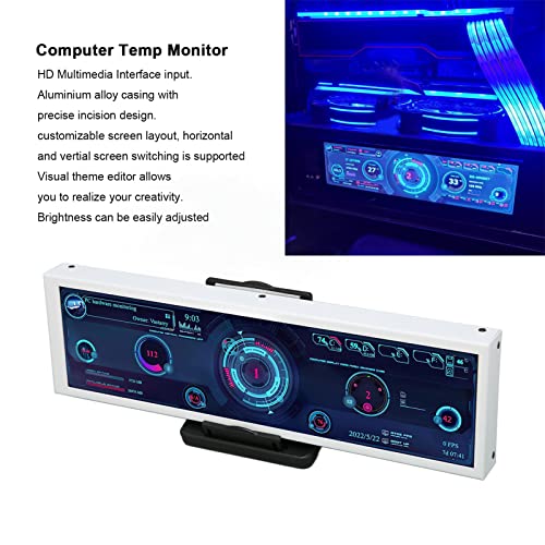 Image of 8.8in Display, 1920x480 HDMIs Mini Screen, GPU CPU Data Computer Temp Monitor with DIY Theme, PC Sensor Panel Display for , Linux, Windows, Gifts