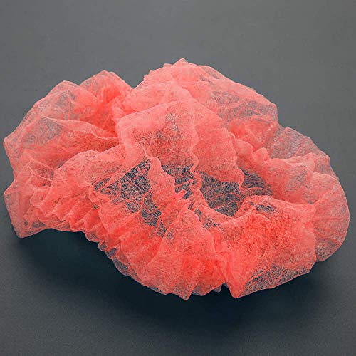 A+ Design 100 Pieces Disposable Non-Woven Clip Caps Mob Caps Hairnets Head Cover, 21", With 6 Colors For You To Choose. (Red) #TOP2