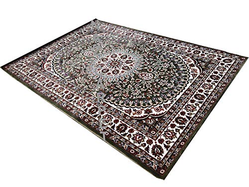 Image of Kashmiri Traditional Woollen Carpet with Advanced 1 Inch Thickness & Classical Look 60x180cm (2x6 Feet) Color Green