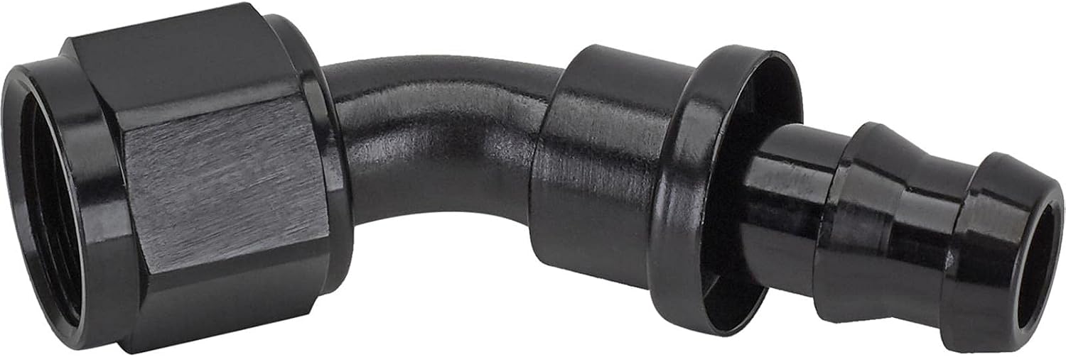 Black Socketless Push-On Hose End Fittings, AN8, Straight/45/90