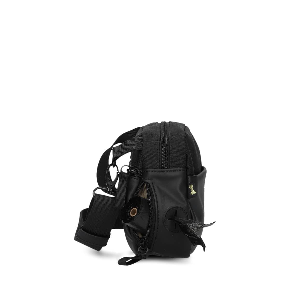Zwei Hunde Leckerli Tasche Leo LEH50 im modernen Casual Look – Futterbeutel für Hundetraining & Gassi gehen, Kotbeutelspender, Verstellbarer Gurt als Bauchtasche & Crossbody Bag tragbar (Black)
