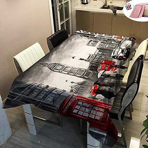Manteles de Mesa Morbuy Rectangular Impresión 3D Paisaje de la Ciudad Impermeable Cover