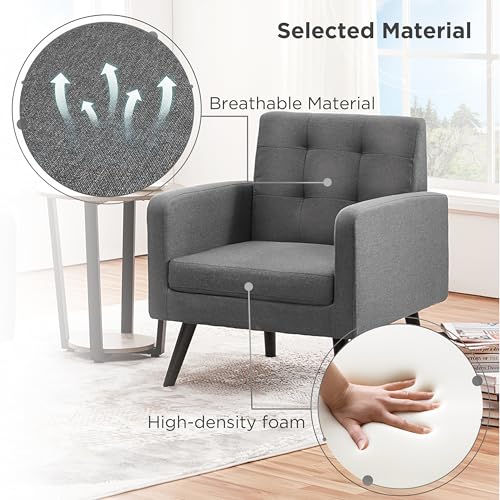 Yaheetech Ohrensessel Sessel mit Armlehnen, Bequem und Modern, Fernsehsessel Relaxsessel Wohnzimmer Clubsessel Sofa 136 KG belastbar Dunkelgrau – Bild 7