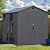 Greesum 6x8FT Plastic Outdoor Storage Shed with Floor, Resin Sheds with Lockable Double Door, Tool Sheds with Window and Vents, for Backyard, Garden, Patio, Dark Gray