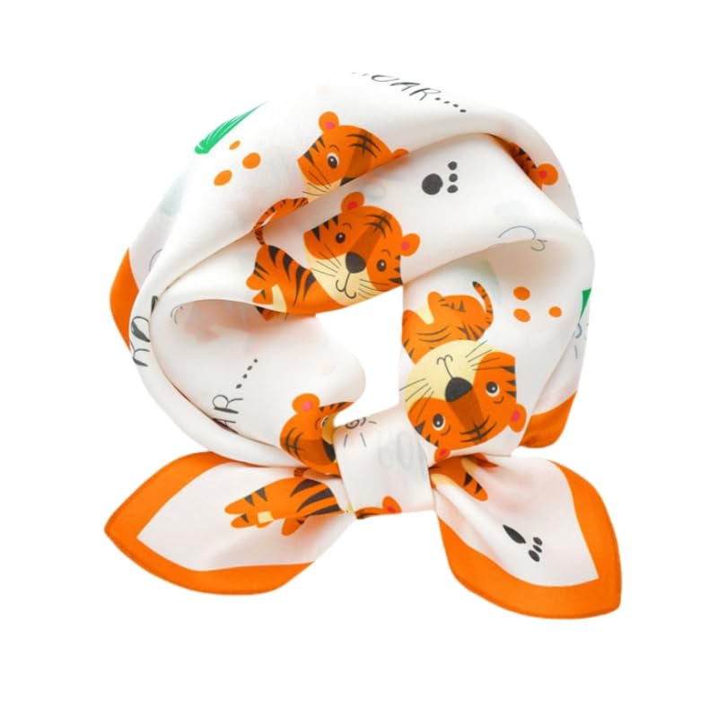 Adorable motif tigre sur écharpe carrée en soie pour exprimer votre poésie