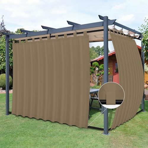 Rideaux d'extérieur pour cabane porche pergola et tonnelle kaki