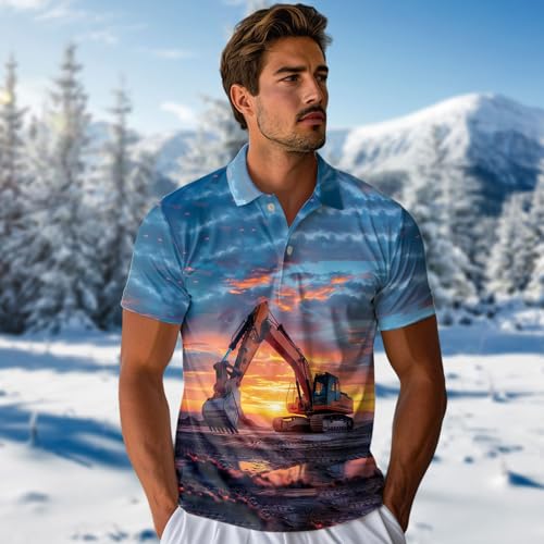 Excavator Polo Shirts for Men - Digger Short Sleeve Regular Fit Polo Shirts for Men Women Series 633