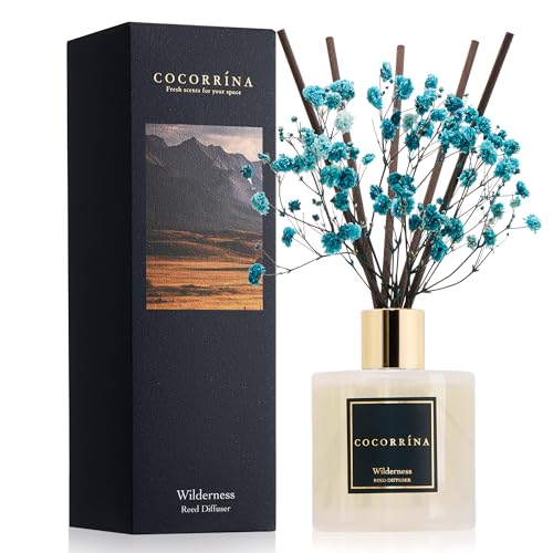 Image of COCORRINA Reed Diffuser - Wilderness 6.7 fl oz Scented Diffuser with 8 Sticks Home Fragrance Reed Diffuser for Bathroom Shelf Decor