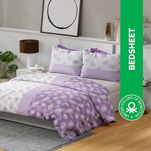 Image of United Colors of Benetton Queen Size Bedsheet Set | 100% Cotton 144 TC Double Bed Sheet with 2 Pillow Covers | Soft, Skin-Friendly & Fade-Resistant Safari Collection