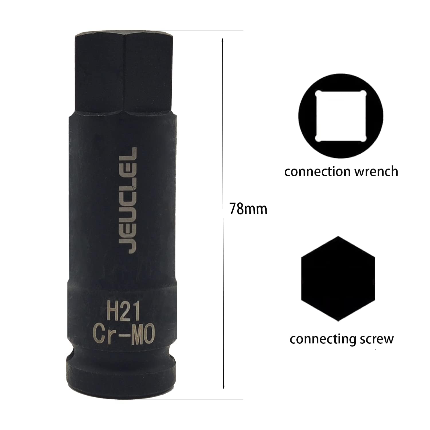 JEUCLEL 21mm Hex Impact Bit Socket, H21 1/2-Inch Impact Drive Allen Socket - Image 2