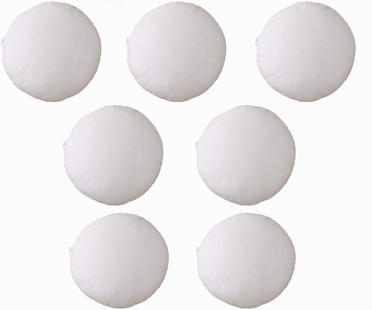 Iyan Soft Furnishing Pack Of 7 Set Of 7 45Cm Cushion Pad Stuffer Pillow - Cushion Inserts Round Polyester Hollowfibre - 18 Inch Made In Uk (Pack Of 7)