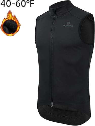 Miniatura 2 de YKYWBIKE Chaleco de ciclismo de invierno resistente al viento, chaleco de forro polar impermeable para bicicleta MTB chaleco sin mangas, Negro
