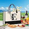 Personalized Initial Canvas Tote Bag, Cosmetic Bags, Suitable for Birthday, Wedding, Beach, Holiday, Great Birthday Gifts for Women, Mom, Teachers, Nurses, Best Friends, Bridesmaids (E) #5