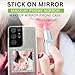 Wireless City Square Phone Mirror Stick-On, Silver Diamond Bling Mini Makeup Mirror with Cubic Zirconia, 5cm Adhesive Mirror Sticker for Phone Case, Touch-Up Selfie Mirror for Women
