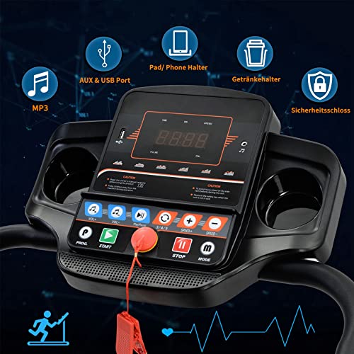 KOMOMOPLUS Laufband,Einstellbare Geschwindigkeit 1-12KM LCD Klappbare Slim Kompaktes Walking Treadmill,Fitnessgerät bis… – Bild 3