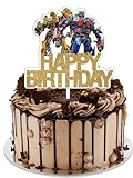 Robot Car Birthday Cake Topper, Robot Car Birthday Party Decorations Cake Topper, Gold