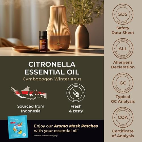Image of 100% Pure Citronella Essential Oil - 0.34 Fl Oz - Citronella Oil for Hair, Skin, Diffuser, Aromatherapy & DIY Candle Making Scent