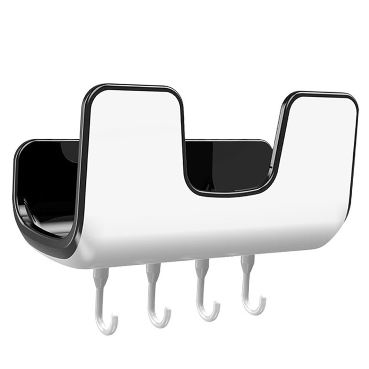 MUCKLILY 1Pc Wall Mounted Pot Lid Holder Rack No Punch Design with Hooks for Kitchen Organization Shape Storage for Lids Easy to Clean Black Plastic Space Saving