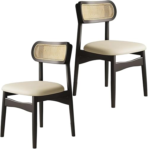Miniatura 16 de YVYKFZD Sillas de comedor de madera maciza, juego de sillas de cocina sin brazos, silla de comedor con respaldo de ratán, silla lateral cómoda
