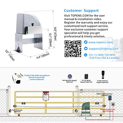 TOPENS CK500 Automatic Sliding Gate Opener Chain Drive Electric Gate