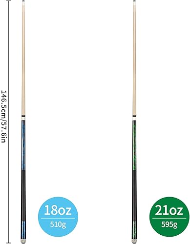 Vista 22 de LOTKEY Juego de tacos de billar profesionales de arce canadiense de 4/3/2/1-58 pulgadas, 18 ~ 21 onzas, palo de billar profesional, palo de billar