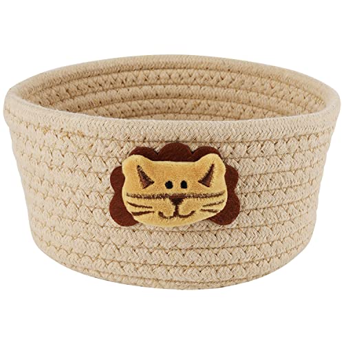 Belle Vous Cesto Tejido Pequeño - 19 x 9,5 cm - Cesta Organizadora de Almacenaje de Cuerda de Algodón para Ropa, Juguetes de Gato y Perro - Decorativo Estanterías Habitaciones Niños - Diseño de Gato