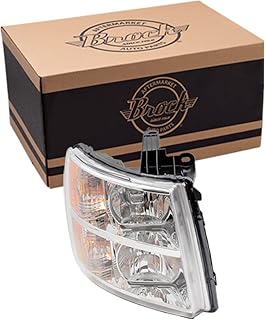Brock Replacement Passenger Side Halogen Combination Headlight Assembly Compatible with 2007-2013 Silverado 1500/2009-2013 Silverado 1500 Hybrid/ 2007-2014 Silverado 2500/3500