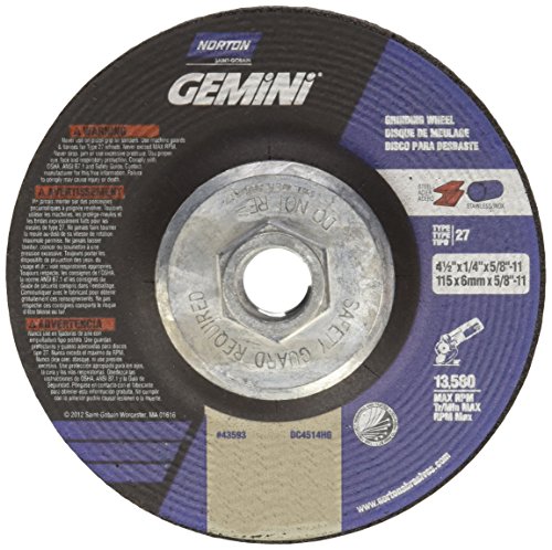 Norton Gemini Depressed Center Abrasive Wheel, Type 27, Aluminum Oxide, 5/8