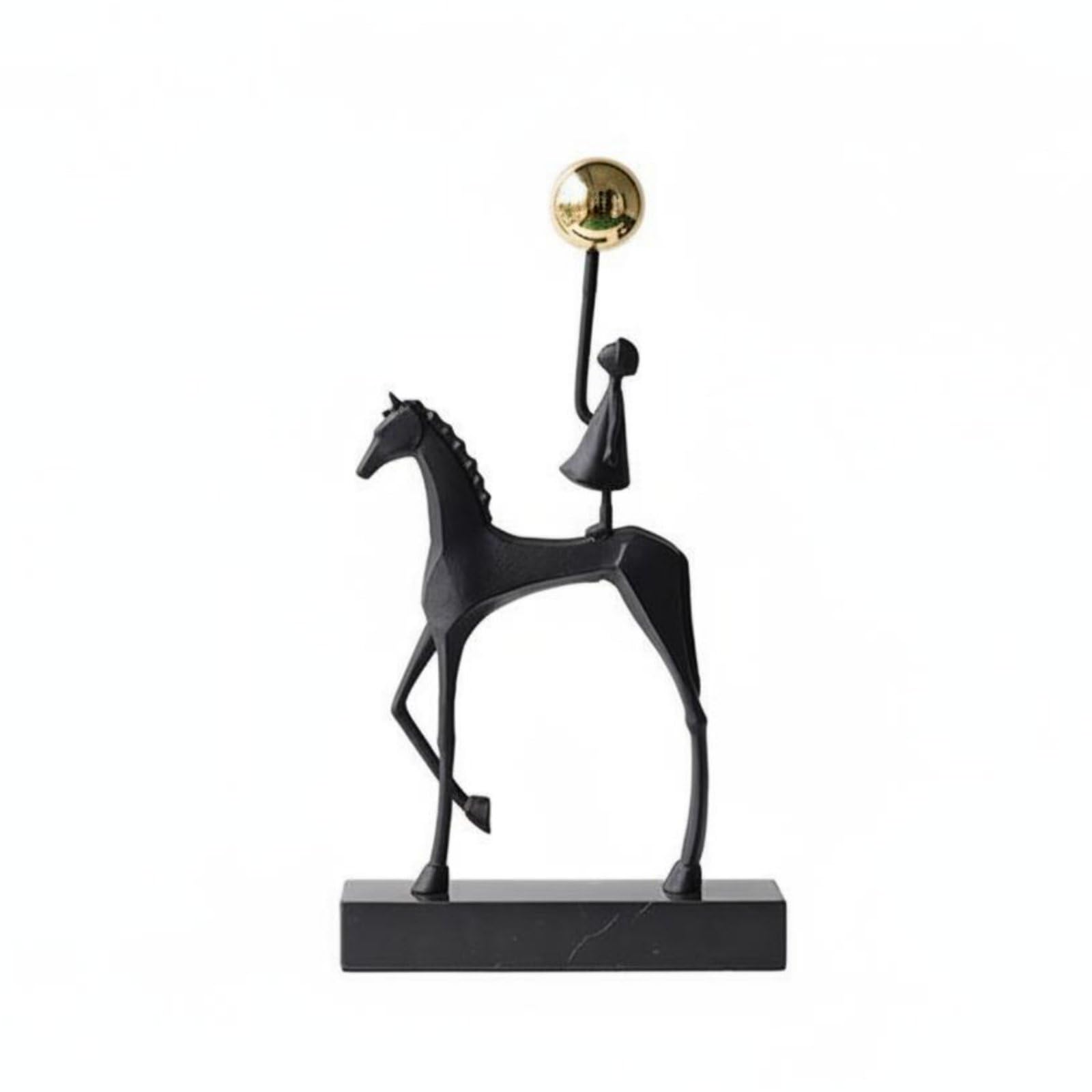 F Fityle Escultura Caballo Figura Ecuestre Estatua Ornamental Decorativo en Hierro Fundido con Base de Mármol Apariencia Moderna Acabado Metal Adecuada para