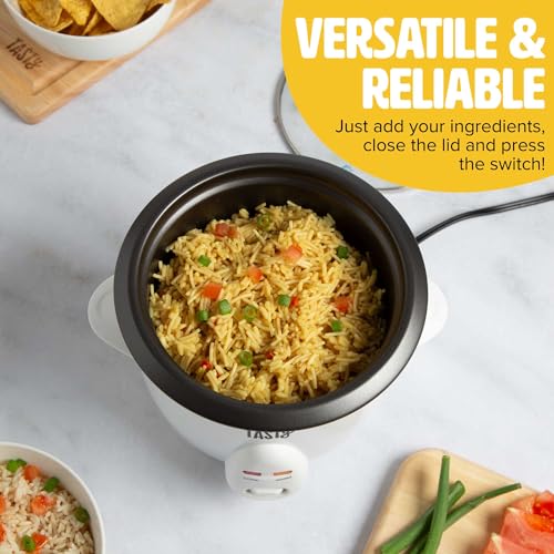 Tasty Mini Rice Cooker with Removable Nonstick Bowl and Auto Keep Warm Function, Great For Soups, Stews, Grains and Oats, 6 Cups Cooked (3 Cups Uncooked), 1.5-Quart, White - Thumbnail 4