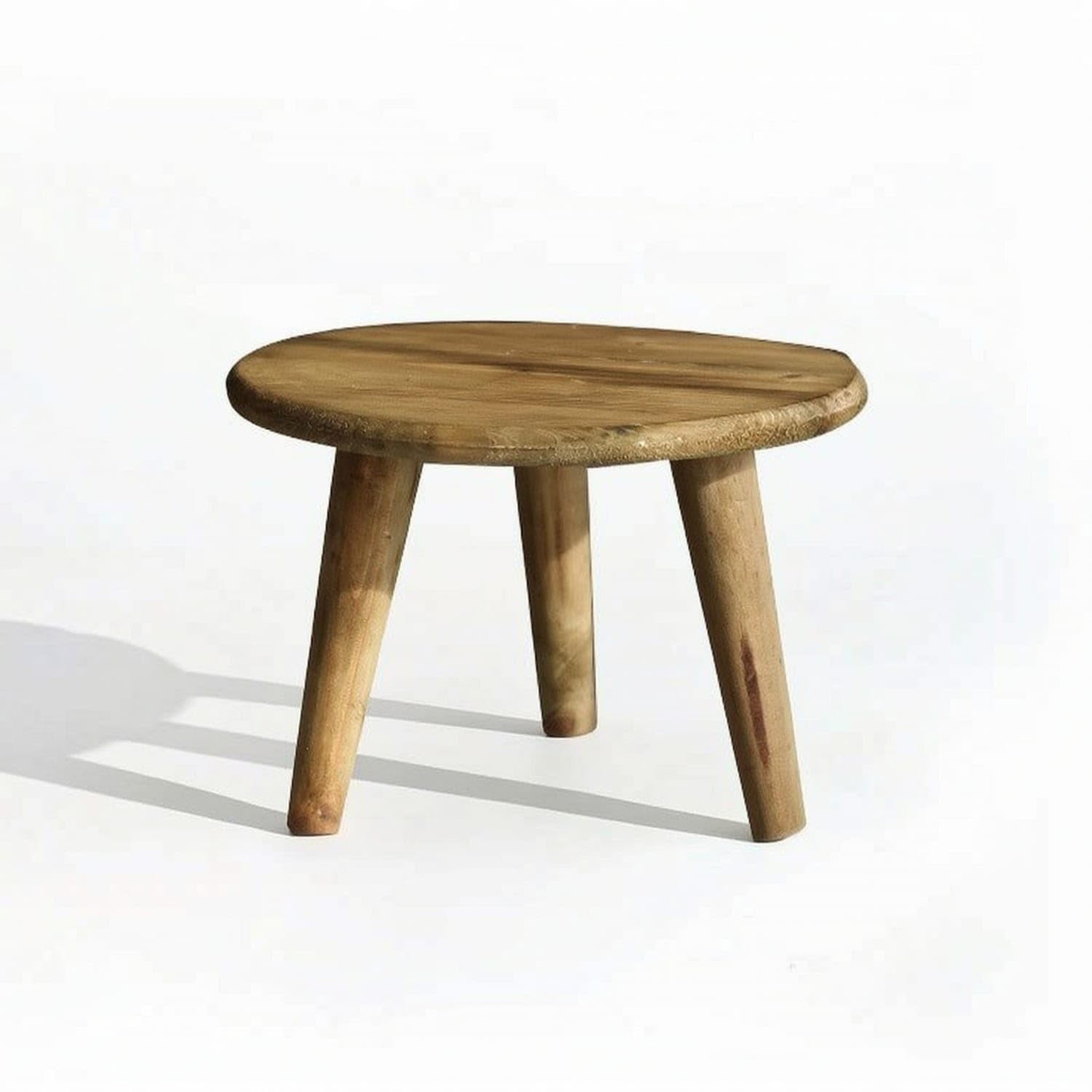 Natural Finish Three-Legged Stool Low-Height Round Stool Rounded Furniture Mini for Photo Prop, Plant Stand, Tabletop Display, L|Stools|Home & Garden-image-34