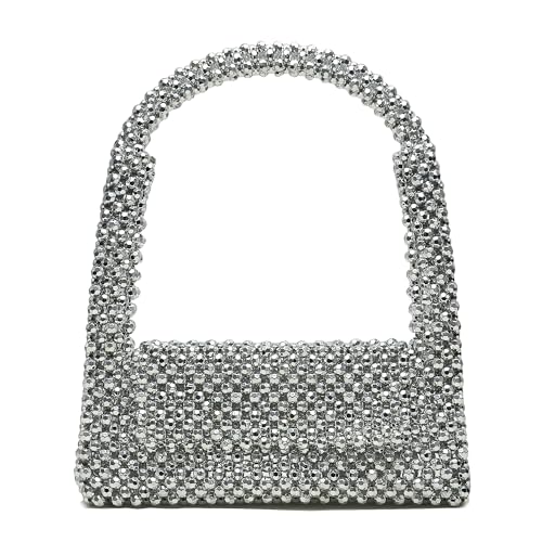 Image of Miuco Pearl Bag Clutch Purses For Women Wedding Bride Purse Sparkly Glitterl Beaded Handbag