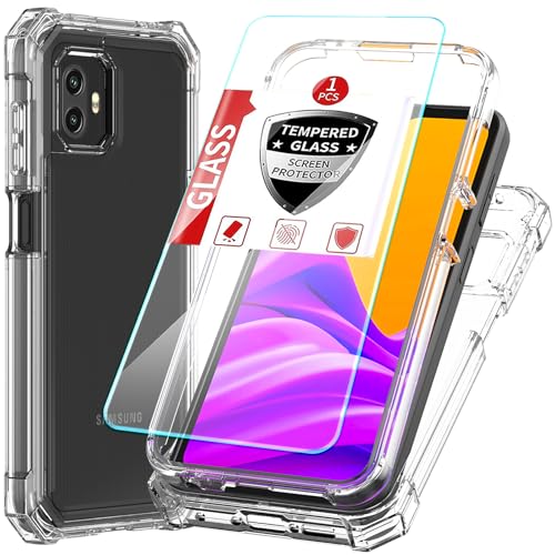 DpS for Samsung Galaxy XCover7 Pro/XCover 6 Pro 3-in-1 Case with Screen Protector XCover7Pro/ XCover6Pro Phone Case Full Body Protection Hard PC Bumper & Silicone Back Military Grade Cover.(Clear)