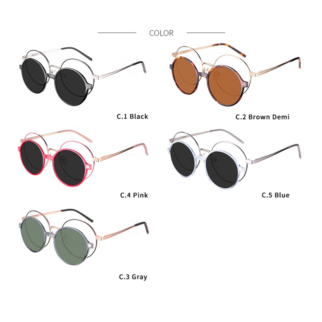 Gafas de sol polarizadas redondas con clip para hombre y mujer, montura retro, magnéticas y multifunción.