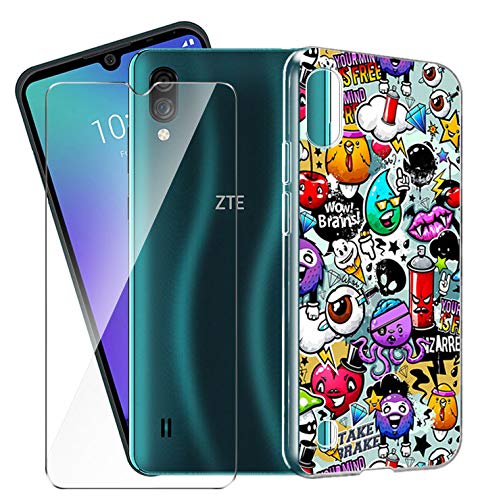 LJSM Funda para ZTE Blade A5 2020 + Protector de Pantalla Cristal Templado Film Película Protectora - Transparente Carcasa Silicona TPU Suave Caso Case para ZTE Blade A5 2020 (6.09') -XS40