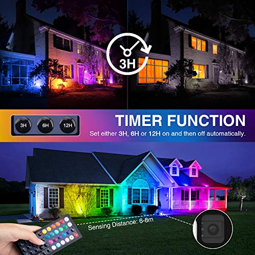 Onforu 2 Pack Rgb Led Flood Light Outdoor 160W Equivalent, Diy Color Changing Stage Lights With Remote, Ip66 Uplights Indoor, Landscape Floor Spotlights, Outdoor Uplighting For Party Wall Wash, Timing #TOP2