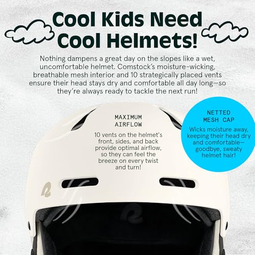 Image of Comstock Kids Ski & Snowboard Helmet with ABS Shell, EPS Impact Protection & 10 Cooling Vents - Adjustable Winter Sports Gear, Goggle Clip