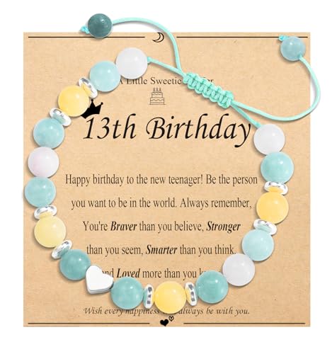 Image of Birthday Gifts for 13 Year Old Girl 13th Teen Girls Gifts Bead Bracelet Sweet Heart for Daughter /Granddaughter /Niece /Friends