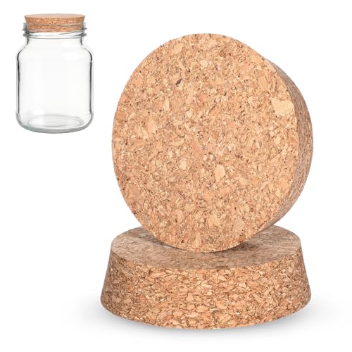 Apausvcm 2 Stück Konische Korkstopfen,Großer Korkstopfen,Natürlicher Weicher Holzkorken,Runder Korkverschluss,Ersatzkorken,für Glasflaschen Einmachgläser Einmachgläser Töpferwaren DIY Bastelarbeiten