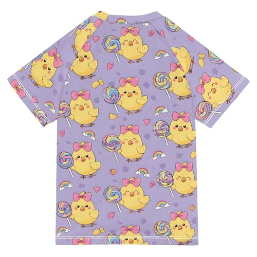 ALAZA Kids Rash Guard Boys Toddler Swim Shirts Short Sleeve Duck Lollipop Cute UPF 50+ 3T2