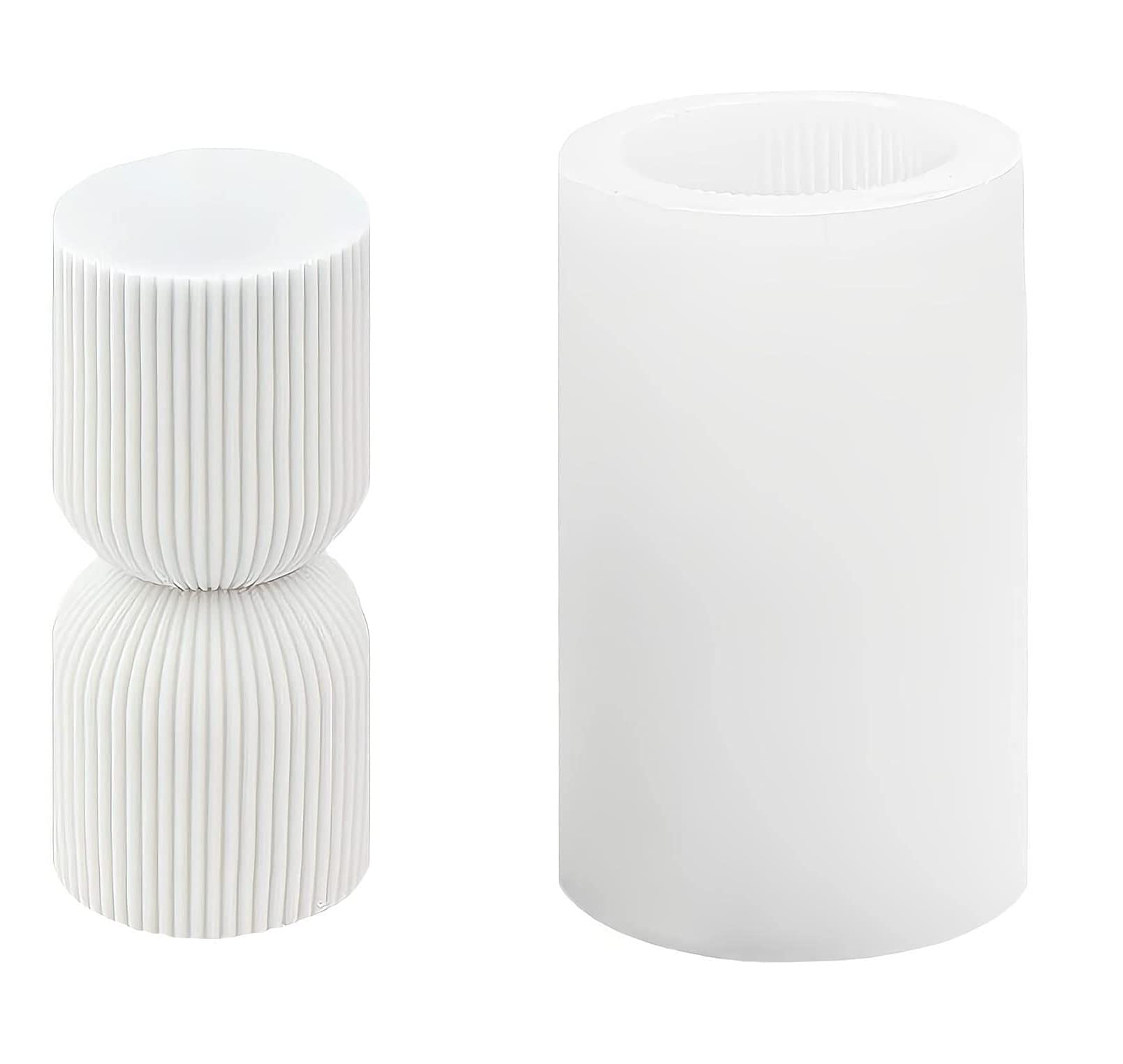 FirstTry Round Shape Striped Pillar Aesthetic Candle Molds I 3D Cylindrical Ribbed Twist Geometric Silicone Wax Mould I for Handmade Ornament Aromatherapy Soap, Art Craft Making (2 High)-image-28