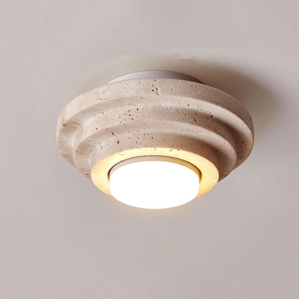 Lampe de plafond en travertin jaune pour une cuisine style japonisant