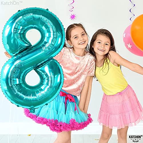 Image of KatchOn Giant Blue Teal Number 8 Balloons-40 Inch, Happy 8th Birthday Decor