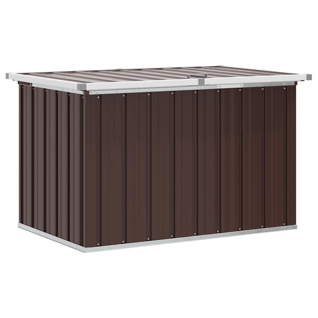 Scatola portaoggetti da giardino, marrone, 109 x 67 x 65 cm, con telaio in acciaio zincato, resistente alle intemperie, per cuscini e attrezzi da giardino, per terrazza, balcone e esterni