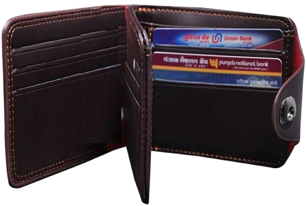 Men Trendy Brown Artificial Leather, Artificial Leather Wallet (7 Card Slots)-Men’s Wallet and Card Holder with Secure Storage-image-5